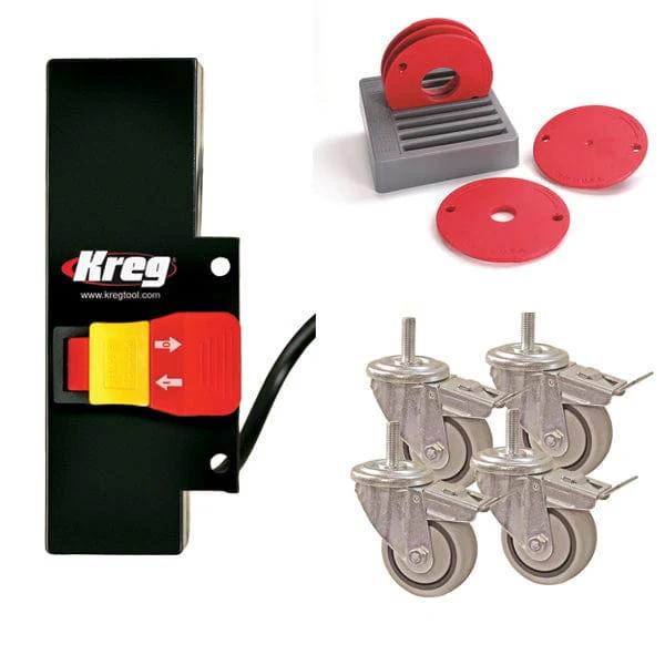 Casters, Switch and Insert Rings Set Router Table Accessory Kit